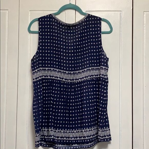Max Studio sleeveless tunic top Navy/White print M - Picture 2 of 8